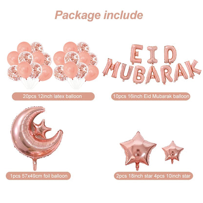 Eid Mubarak Letter Foil Balloons Ramadan Kareem Decorations