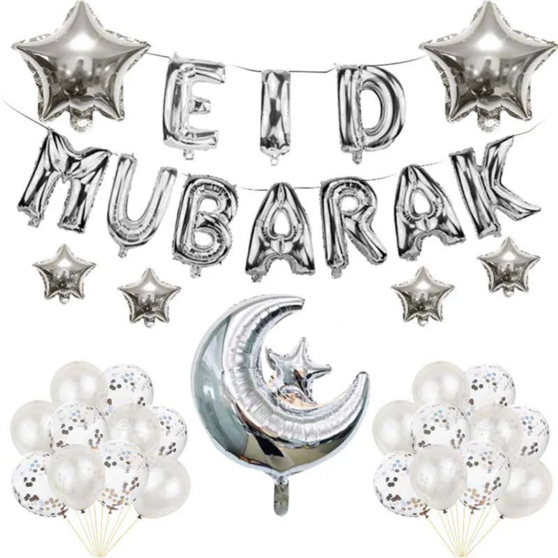 Eid Mubarak Letter Foil Balloons Ramadan Kareem Decorations