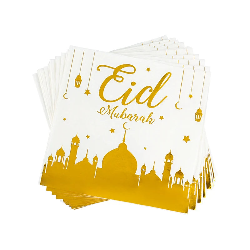 Eid Mubarak Disposable Tableware Gold