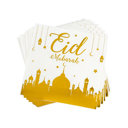 Eid Mubarak Disposable Tableware Gold