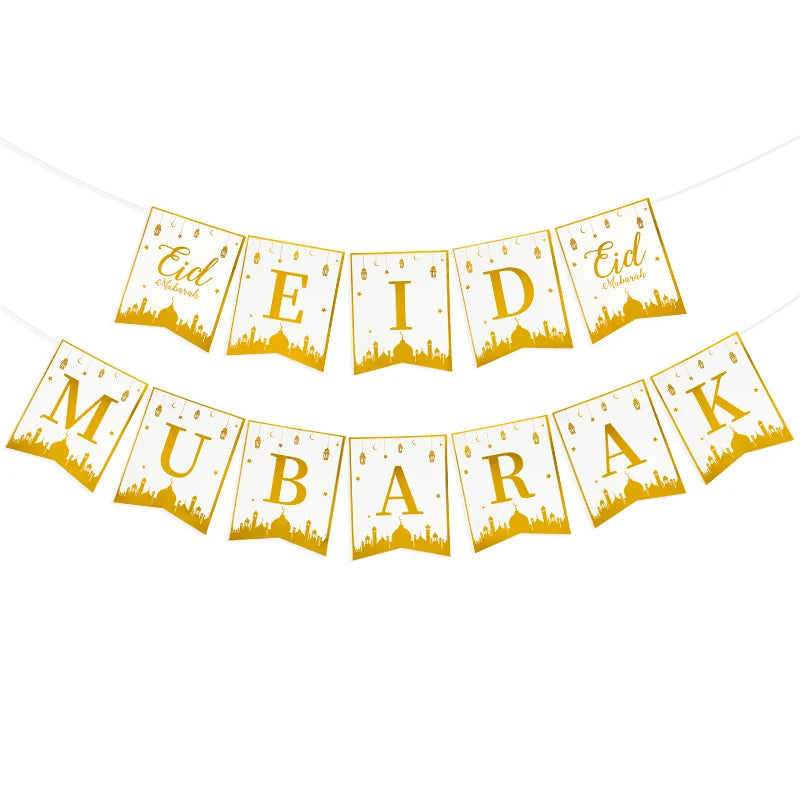 Eid Mubarak Disposable Tableware Gold