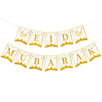 Eid Mubarak Disposable Tableware Gold