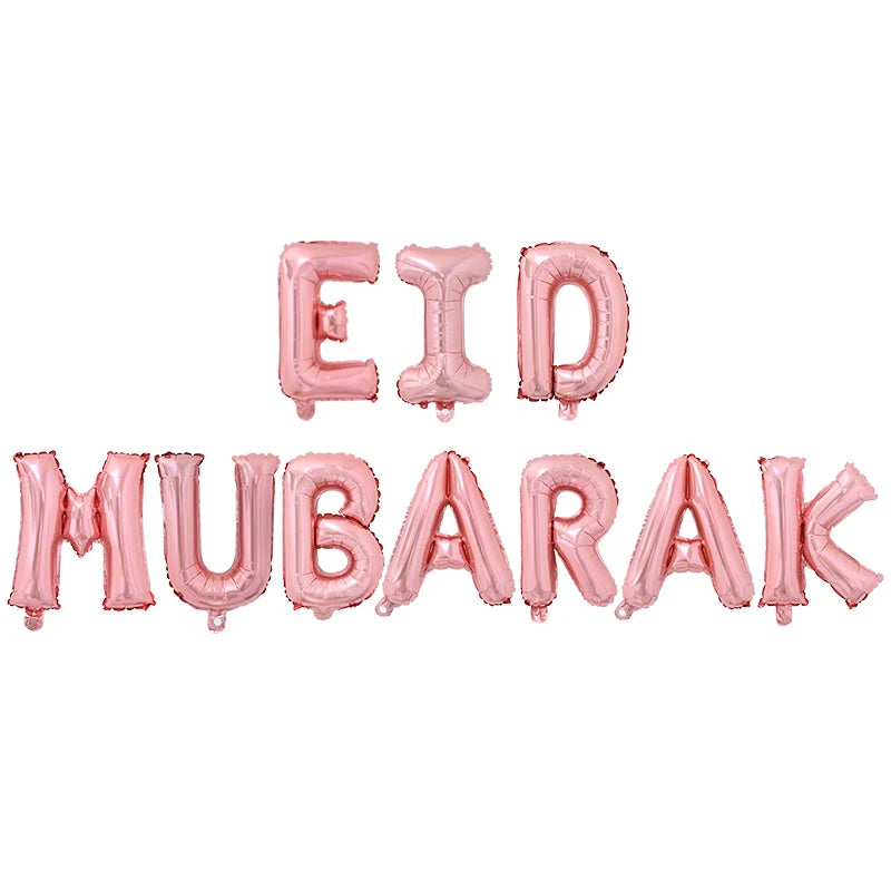 Eid Mubarak Letter Foil Balloons Ramadan Kareem Decorations