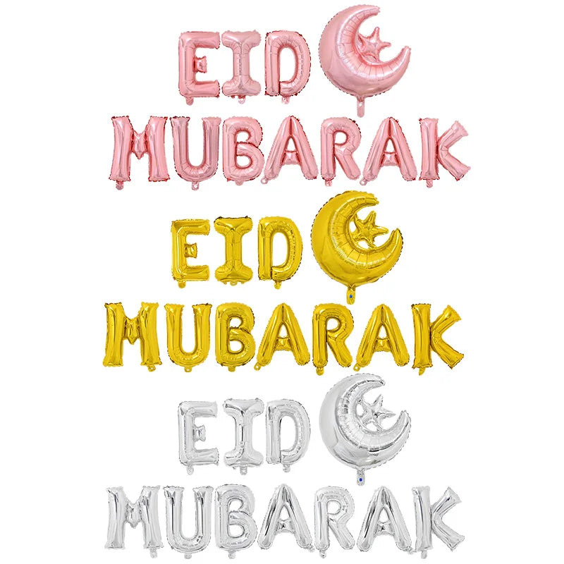 Eid Mubarak Letter Foil Balloons Ramadan Kareem Decorations