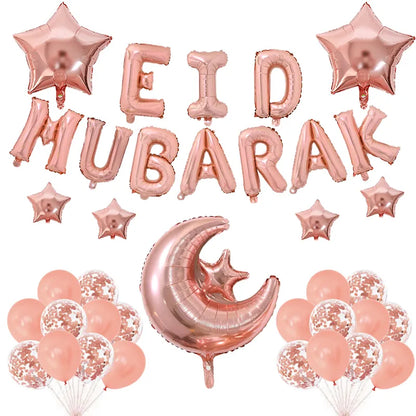 Eid Mubarak Letter Foil Balloons Ramadan Kareem Decorations