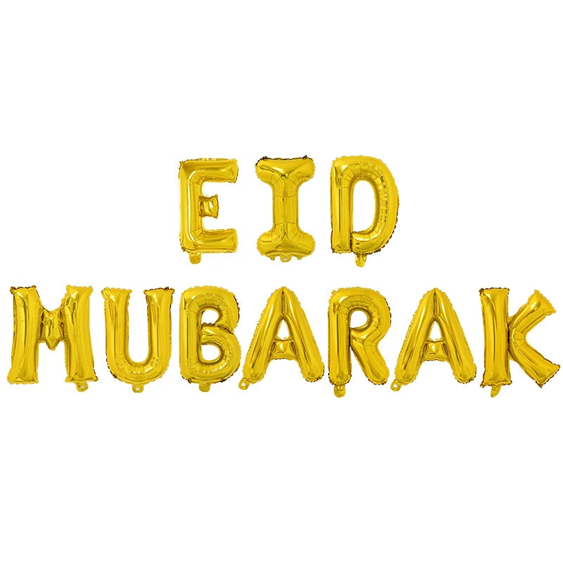 Eid Mubarak Letter Foil Balloons Ramadan Kareem Decorations