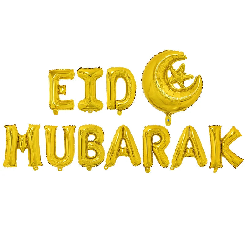 Eid Mubarak Letter Foil Balloons Ramadan Kareem Decorations