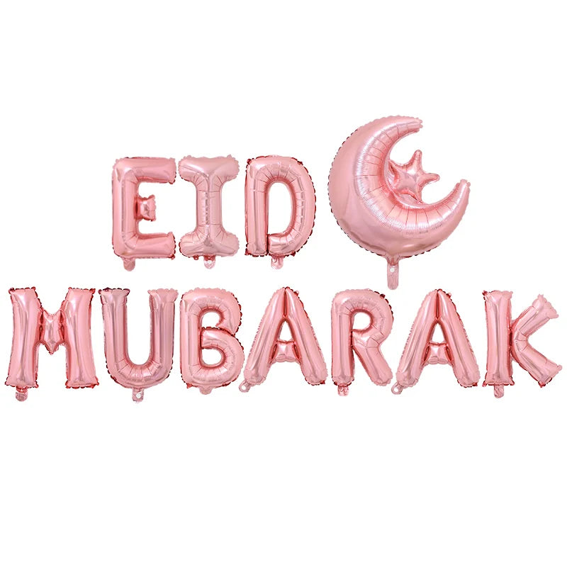 Eid Mubarak Letter Foil Balloons Ramadan Kareem Decorations