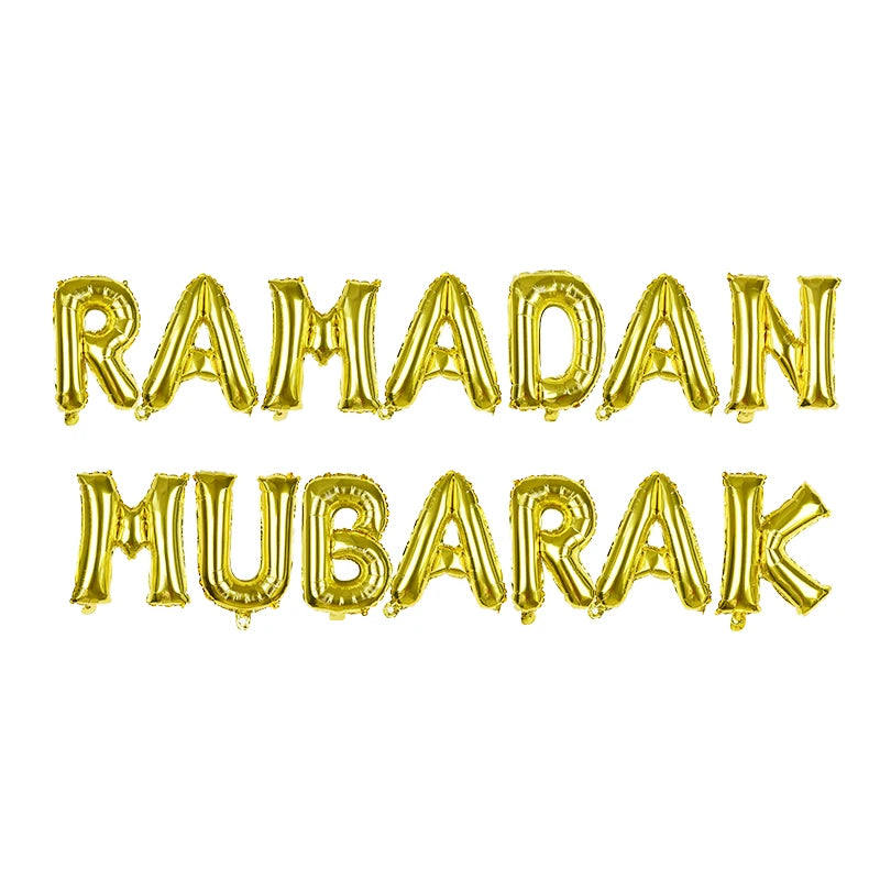 Eid Mubarak Letter Foil Balloons Ramadan Kareem Decorations